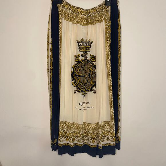 Vintage Anne Pinkerton Silk Skirt Gold French Royal Crest Size Small Medium - Picture 8 of 16
